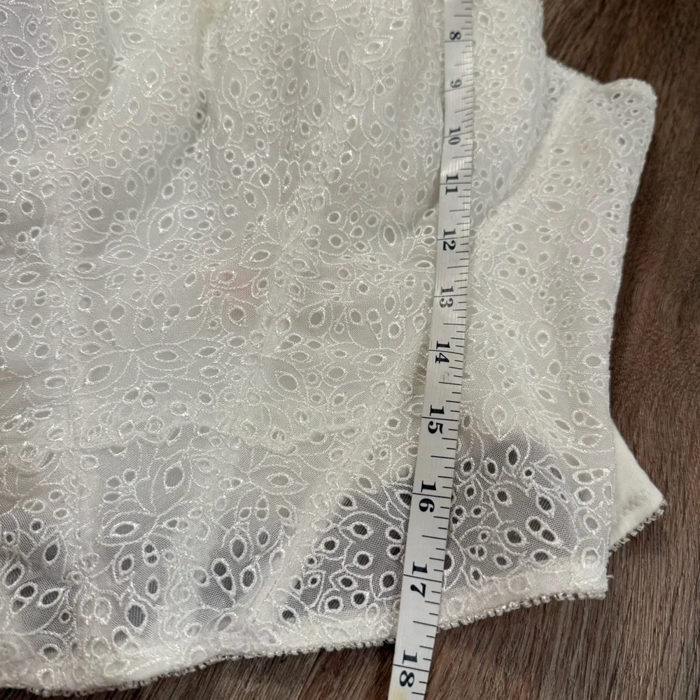 Victoria Secret Corset Top Women’s Large 38 D White Eyelet Yellow Ribbon Boning